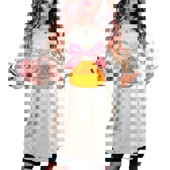 Halloween Candy Corn Coquette Bow Spooky Season Girls Women's Oversized Comfort T-shirt - Thegiftio