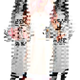 Jesus Saves Baseball Religious Christian Faith Cross Women's Oversized Comfort T-shirt - Thegiftio