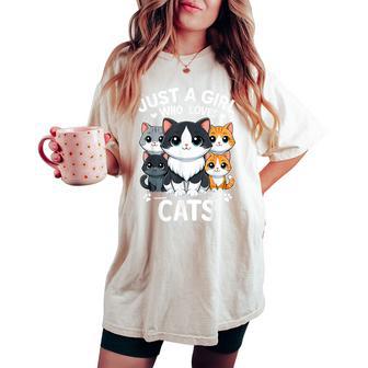 Just A Girl Who Loves Cats Women's Oversized Comfort T-shirt - Thegiftio