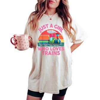 Just Girl Loves Trains- Toddler Train Toddler Women's Oversized Comfort T-shirt - Thegiftio UK