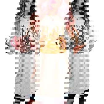 Librarian Turkey Reading Book Fall Thanksgiving Teacher Book Women's Oversized Comfort T-shirt - Thegiftio