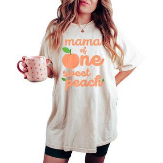 Mama Mom First Birthday One Sweet Peach Bday Family Matching Women's Oversized Comfort T-shirt - Thegiftio UK