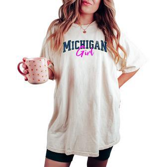 Michigan Girl Throwback Classic Girls Women's Oversized Comfort T-shirt | Mazezy