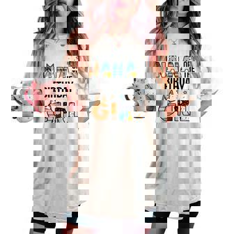 Nana Of The Birthday Girl Party Blue Dog Lover Matching Women's Oversized Comfort T-shirt | Seseable UK