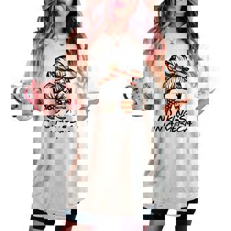 No Kings In America Messy Bun Usa Flag No Kings Women's Oversized Comfort T-shirt | Mazezy