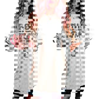 Orgullosa Mamá De Tres Hijos Madre De 3 Niños Niñas Mamá 3 Cuello Camiseta extragrande cómoda para mujer - Regaloses