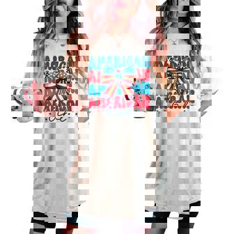 Patriotic American Girl 4Th Of July Coquette Bow Usa Flag Women's Oversized Comfort T-shirt | Mazezy