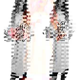 Pink Bow Faith Over Fear Christian Faith Jesus Bible Verse Women's Oversized Comfort T-shirt - Monsterry