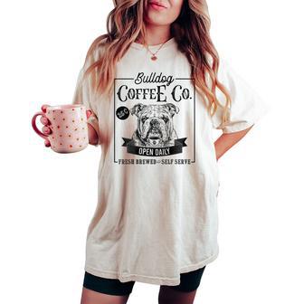 Retro English Bulldog Coffee Dog Mom Coffee Lover Women's Oversized Comfort T-shirt - Thegiftio UK