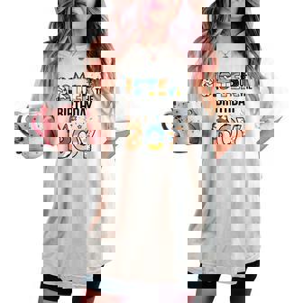 Sister Of The Birthday Boy Party Blue Dog Lover Matching Women's Oversized Comfort T-shirt - Monsterry