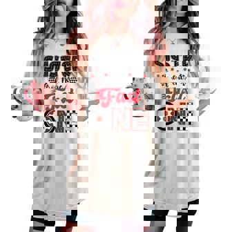 Sister Of The Fast One Car Racing Dad 1St Birthday Boy Women's Oversized Comfort T-shirt - Monsterry