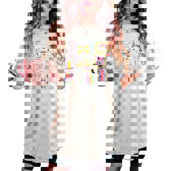 Teacher Colorful Doodle Back To School For Teacher Women's Oversized Comfort T-shirt - Monsterry