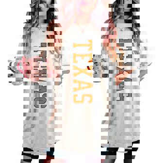 Vintage Texas Varsity Print Collegiate Style Women's Oversized Comfort T-shirt - Monsterry