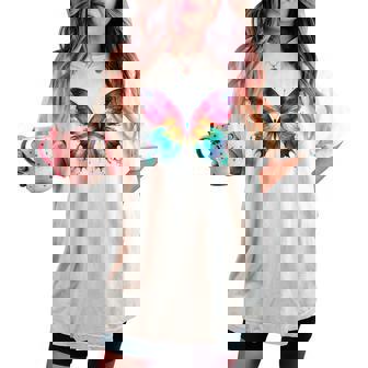 Watercolor Butterfly Graphic Women Women's Oversized Comfort T-shirt - Monsterry