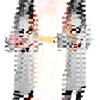 Winter Snowman Face Eyelashes Christmas Xmas For Girl Womens Women's Oversized Comfort T-shirt - Monsterry