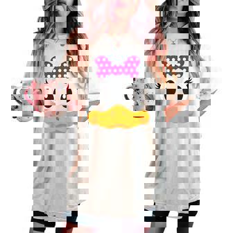 Yellow Duck Face Halloween Animal Costume Coquette Bow Girl Women's Oversized Comfort T-shirt - Monsterry