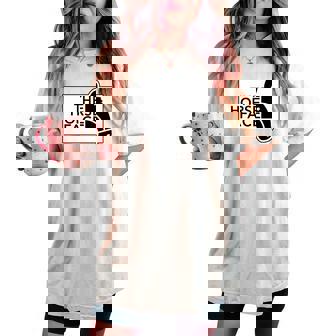 【バックプリント・背中側】ザ・ホース・フェイス The Horse Face 午年 馬 2026 パロディ 長袖tシャツ レディースオーバーサイズコンフォートTシャツ - Kawaiitshirt