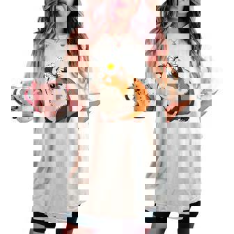 モルモットの花、モルモットの花 レディースオーバーサイズコンフォートTシャツ - Kawaiitshirt