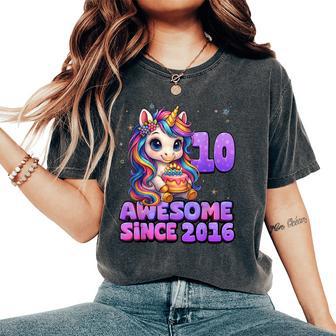 10 Year Old Awesome Since 2016 Unicorn 10Th Birthday Girl Women's Oversized Comfort T-Shirt - Thegiftio UK