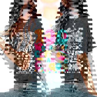 100 Days Of Coffee & Chaos Teacher Retro 100Th Day Of School Women's Oversized Comfort T-Shirt - Monsterry