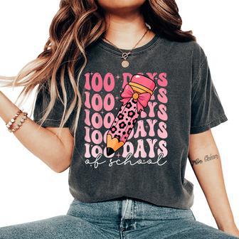 100 Days Of School Pink Preppy 100Th Day Of School Girls Women's Oversized Comfort T-Shirt - Thegiftio UK