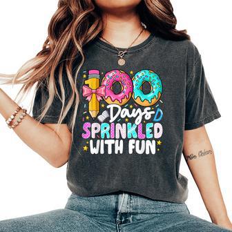 100 Days Sprinkled With Fun Donut 100Th Day Of School Girls Women's Oversized Comfort T-Shirt - Thegiftio UK