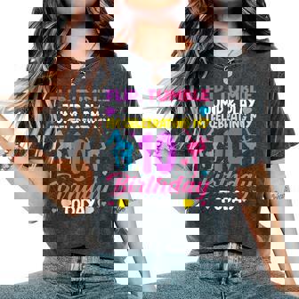 10Th Birthday Gymnast Girl 10 Year Old Bday Gymnastics Party Women's Oversized Comfort T-Shirt - Seseable