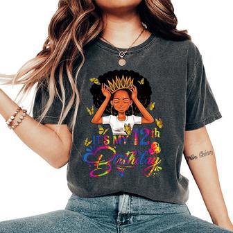 12 Year Old Black Girls Nager It's My 12Th Birthday Women's Oversized Comfort T-Shirt - Thegiftio UK