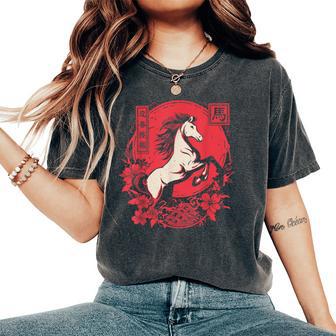 2026 Year Of The Horse Chinese Zodiac Red Lunar New Year Women's Oversized Comfort T-Shirt - Thegiftio UK