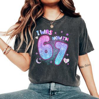 I Was 6 Now I'm 7 Six Seven 7 Years Old Birthday Girl Kpop Women's Oversized Comfort T-Shirt - Thegiftio UK