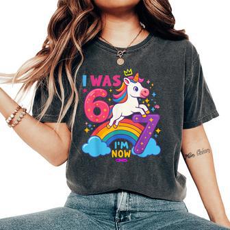 I Was 6 Now I'm 6 7 Unicorn 7Th Birthday Girl 6 7 Women's Oversized Comfort T-Shirt - Thegiftio UK