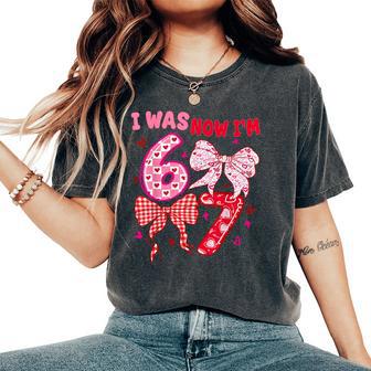 I Was 6 Now I'm 7 Year Old Heart Coquette Girls 67 Birthday Women's Oversized Comfort T-Shirt - Thegiftio UK
