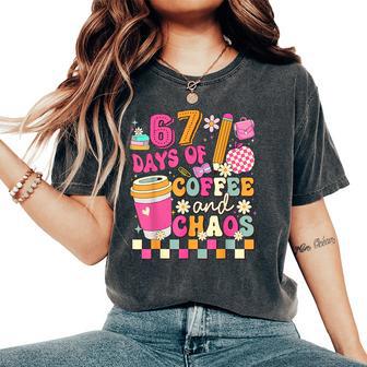 67 Days Of School Coffee Lover 67Th Day Of School Teacher Women's Oversized Comfort T-Shirt | Seseable FR