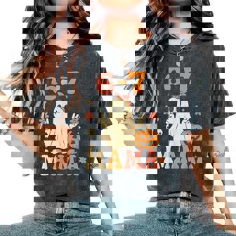 67 Mama Ghost Halloween Groovy Retro Six Seven Mom Women's Oversized Comfort T-Shirt - Monsterry