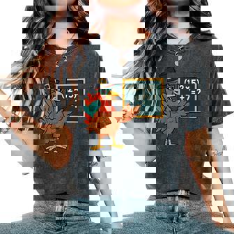 67 Thanksgiving Turkey Math Teacher Six Seven Meme Women's Oversized Comfort T-Shirt - Thegiftio