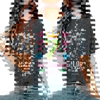 7Th Birthday Girl Gaming Pixel Number Party 7 Year Old Women's Oversized Comfort T-Shirt - Monsterry