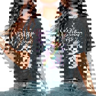 8Th Birthday For Girls Eight 8 Year Old Butterfly Women's Oversized Comfort T-Shirt - Monsterry