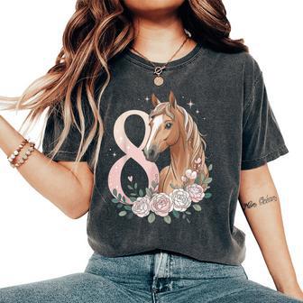 8Th Birthday Horse Girl 8 Years Old Girl Horses Women's Oversized Comfort T-Shirt - Thegiftio UK