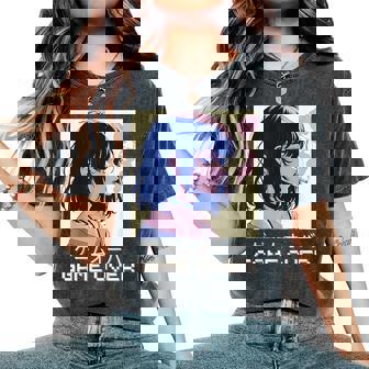 90S Japanese Sad Anime Girl Game Over Vaporwave Aesthetic Women's Oversized Comfort T-Shirt - Thegiftio