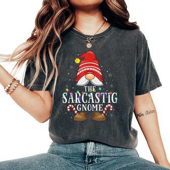 99 Matching Christmas Gnome Family Pjs The Sarcastic Gnome Family Christmas Pajama Party -Adult Small Black V-Neck Christmas Cartoon Gnome Winter Women's Oversized Comfort T-Shirt - Thegiftio UK