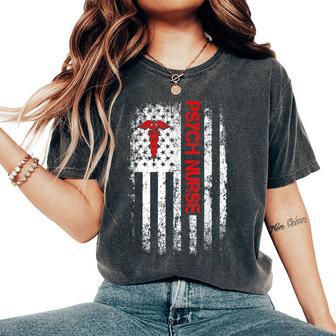 American Flag Psychiatric Nurse Rn Mental Health Psych Nurse Women's Oversized Comfort T-Shirt - Thegiftio UK