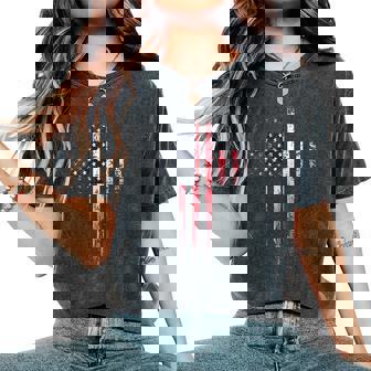 American Usa Flag Christian Cross Women's Oversized Comfort T-Shirt - Monsterry