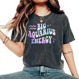 Aquarius Big Energy Retro Smile Flower Zodiac Birthday Women's Oversized Comfort T-Shirt - Thegiftio UK