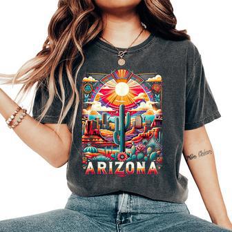 Arizona State Az Retro Desert Cactus Family Vacation Women's Oversized Comfort T-Shirt - Thegiftio UK