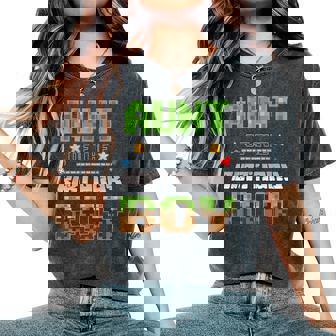 Aunt Of The Birthday Boy Video Gamer Pixel Birthday Party Women's Oversized Comfort T-Shirt - Monsterry