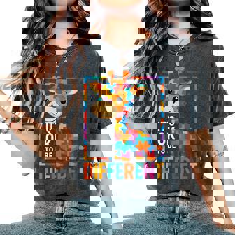 Autism Awareness Giraffe Its Ok To Be Different Women's Oversized Comfort T-Shirt - Thegiftio