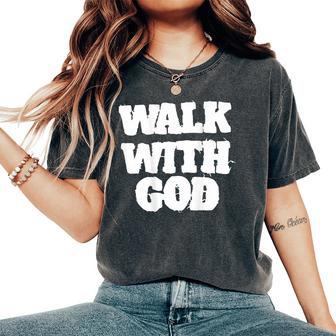 On Back Walk With Jesus God Christian Saying Quote Women's Oversized Comfort T-Shirt - Thegiftio UK