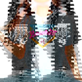 Baseball Mama Home Plate Ice Cream Drip Baseball Mom Women's Oversized Comfort T-Shirt - Monsterry