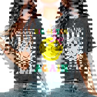 Big Sister Again Retro Groovy Big Sister Girls Toddlers Women's Oversized Comfort T-Shirt - Thegiftio