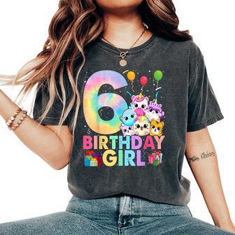 Birthday Girl 6Th Birthday Squish Squad Mallow Women's Oversized Comfort T-Shirt - Thegiftio UK